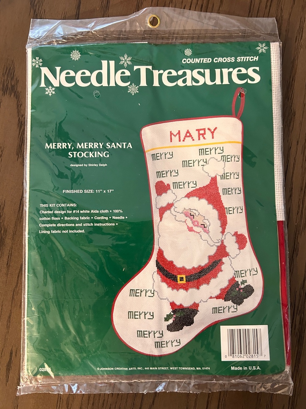 Merry, Merry Santa Stocking Cross Stitch Kit - White/Red-NEW